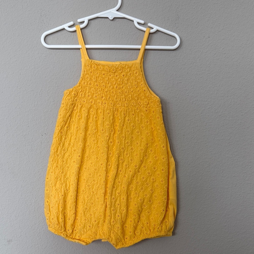 Chelsea & Violet Yellow Eyelet Romper Sz 12 months